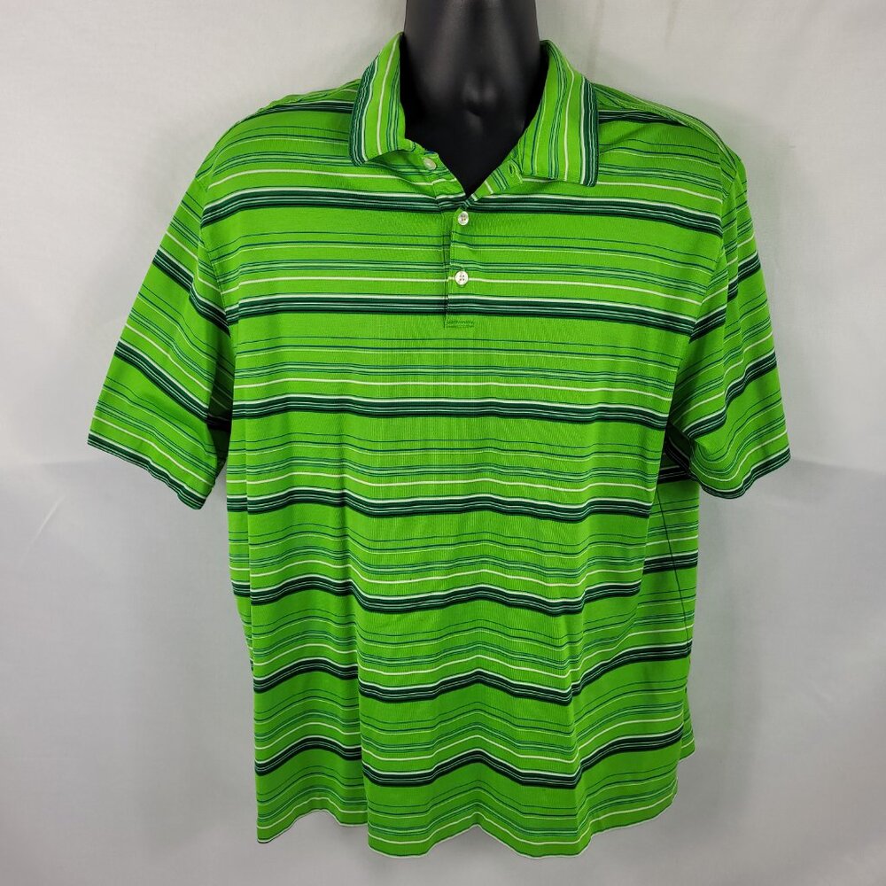 Tiger Woods Collection Dri-Fit Polo Striped Short Sleeve Shirt Mens size XL